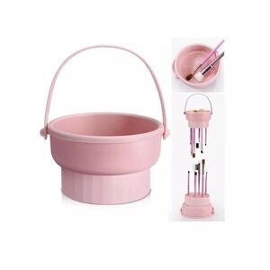 Makeup Brush Cleaner Mat 3 in 1 Silicone Makeup Brush Cleaner Bowl Cosmetic Pink